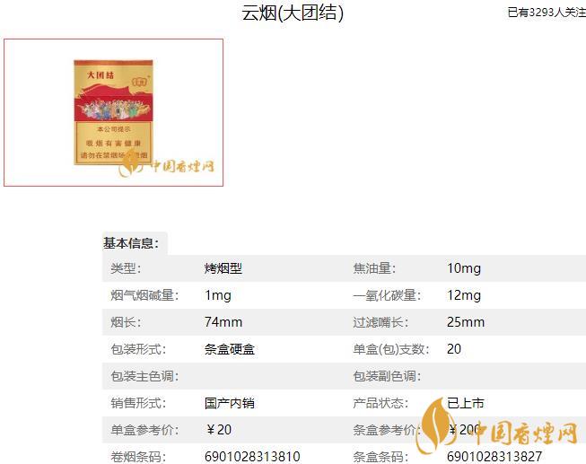 云煙大團結(jié)多少錢一盒 云煙大團結(jié)香煙價格表圖2021